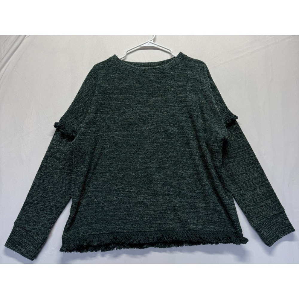 Knox Rose Sweater‎ Womens Medium Green Tight Knit Drop Shoulder Round neck